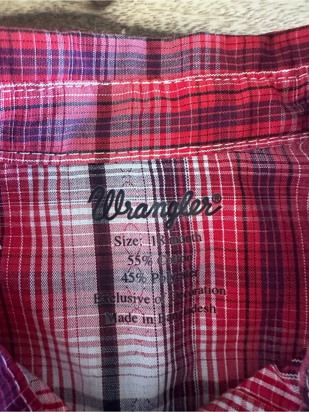 Wrangler Red and White Plaid Baby One-Piece Bodysuit - Picture 2 of 2